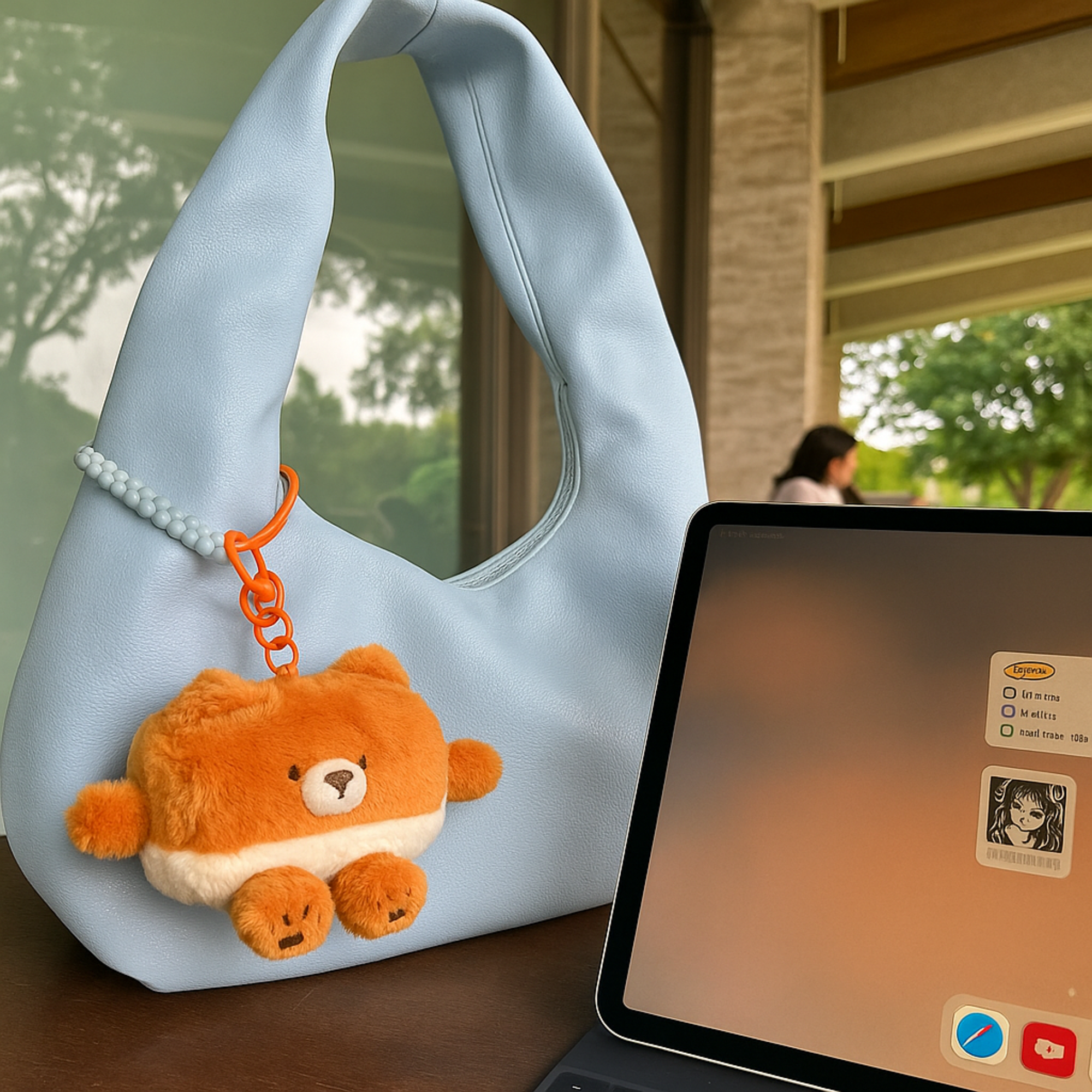 Bread Slice Square Plushie Keyring