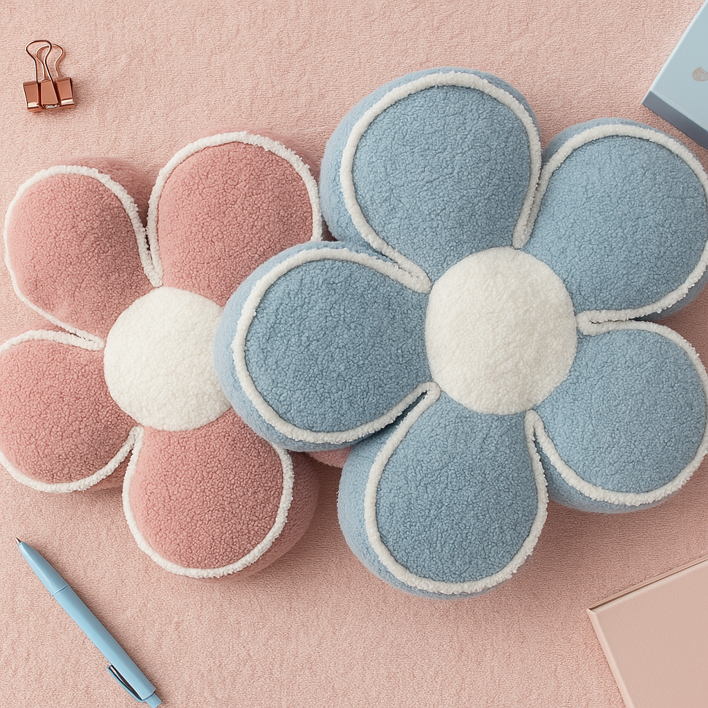Soft Flower Pillow Blue
