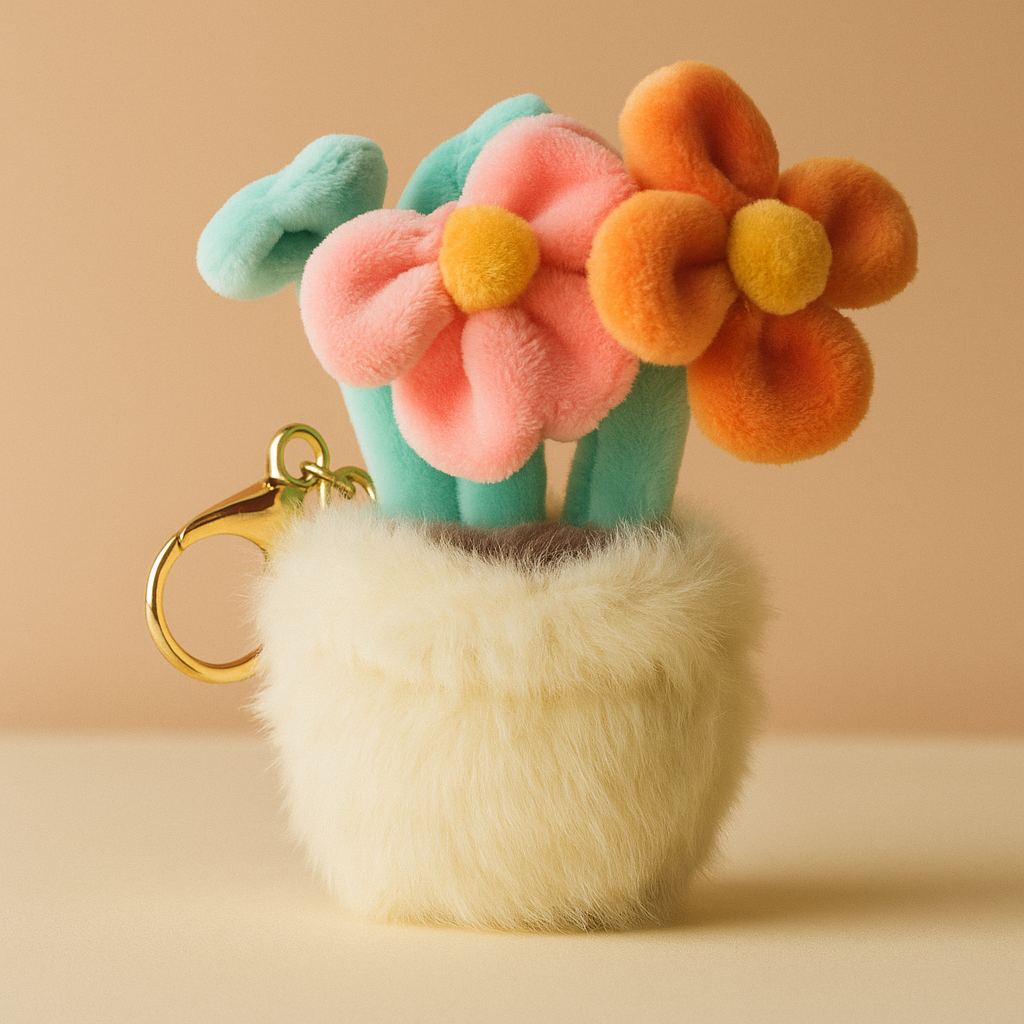Colorful Daisies Pot Plushie Keyring