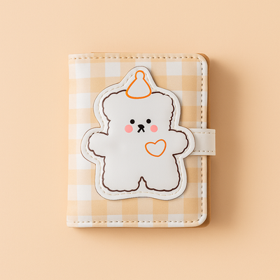 Party Puppy Beige Gingham Wallet