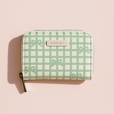 Green Bow Gingham Card Holder