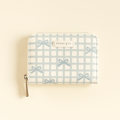 Blue Bow Gingham Card Holder