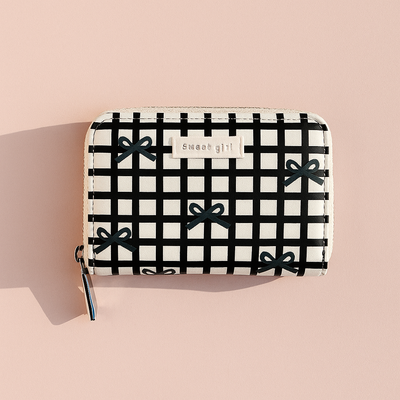 Black Bow Gingham Card Holder