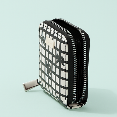 Black Bow Gingham Card Holder