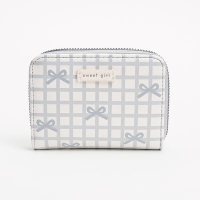 Blue Bow Gingham Card Holder