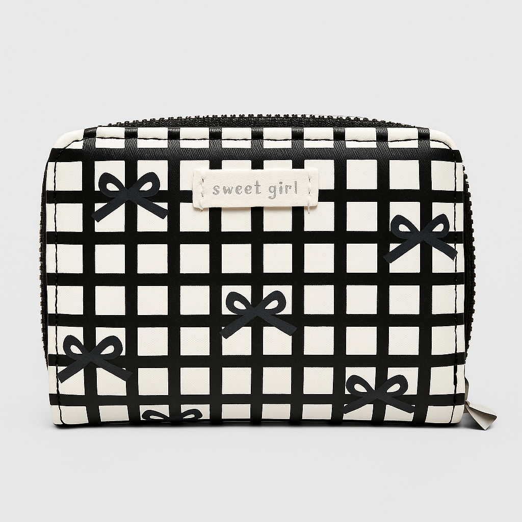 Black Bow Gingham Card Holder