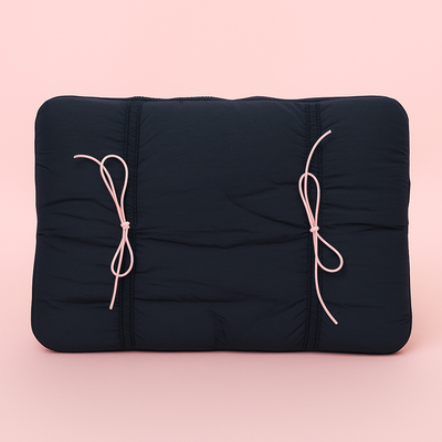 Puffed Bow Laptop Sleeve - Black
