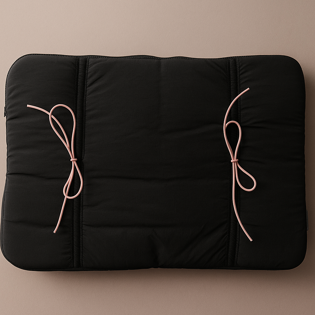 Puffed Bow Laptop Sleeve - Black