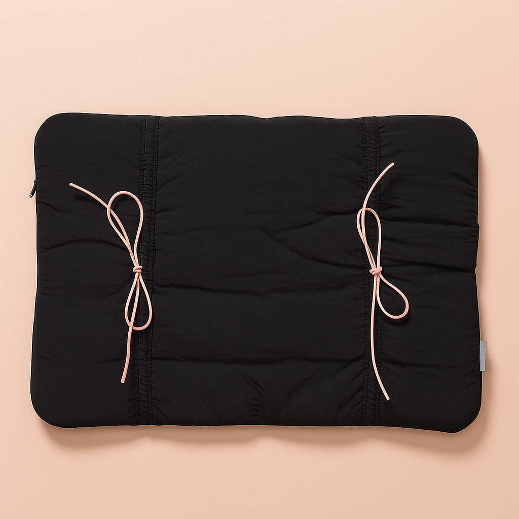 Puffed Bow Laptop Sleeve - Black