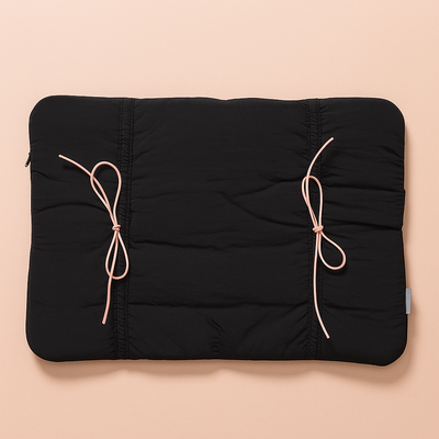 Puffed Bow Laptop Sleeve - Black