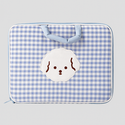 Blue Gingham Dog Laptop Bag