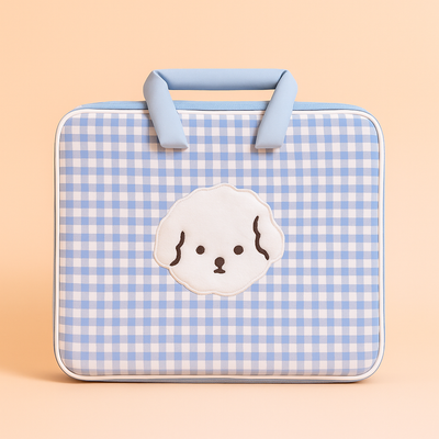 Blue Gingham Dog Laptop Bag
