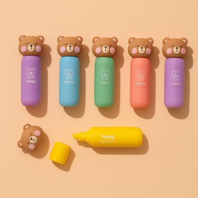 Set of 6 Kawaii Highlighters - Bear