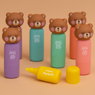 Set of 6 Kawaii Highlighters - Bear