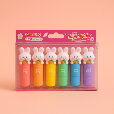 Set of 6 Kawaii Highlighters - Rabbit