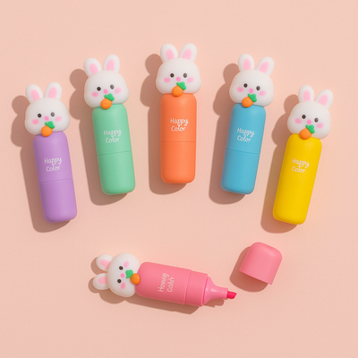 Set of 6 Kawaii Highlighters - Rabbit