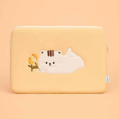 Cat With Yellow Tulip Laptop sleeve