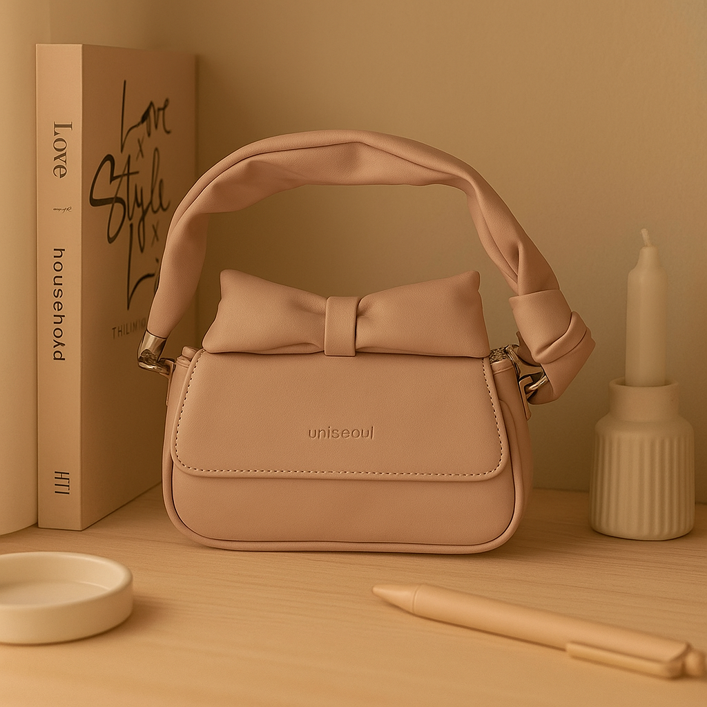 Puffed Bow Top Sling Bag