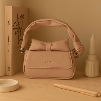 Puffed Bow Top Sling Bag
