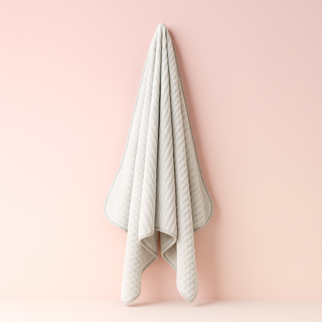 Block Pattern Microfibre Towel - Grey
