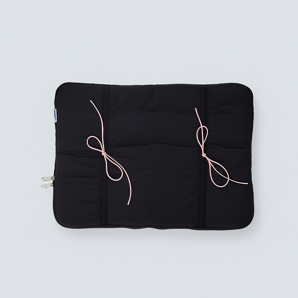 Black Puffed Bow Laptop Sleeve