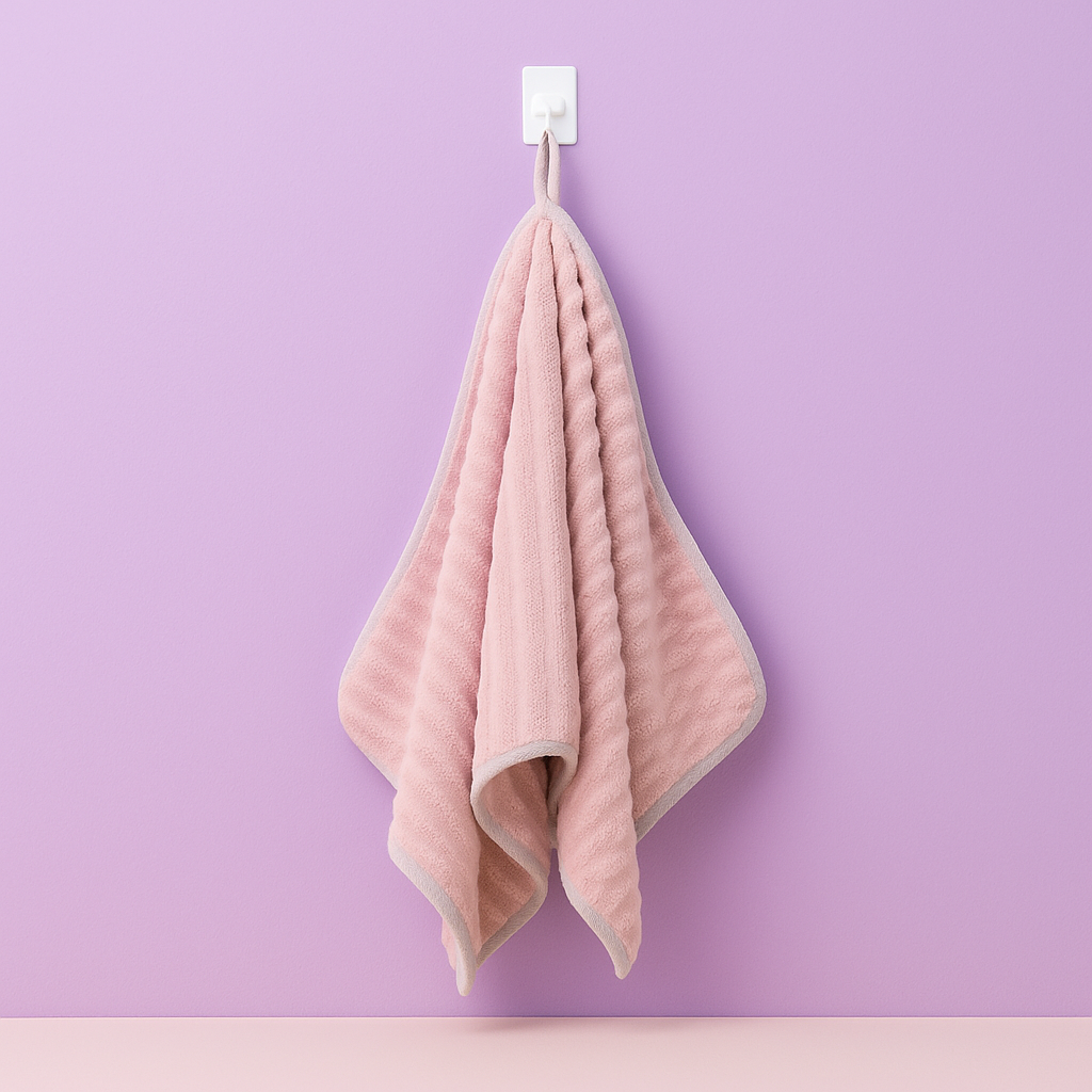 Block Lined Microfibre Towel - Pink
