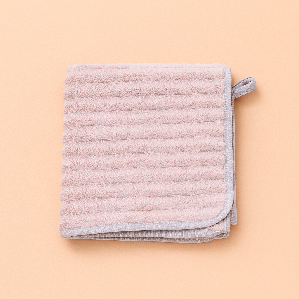 Block Lined Microfibre Towel - Pink