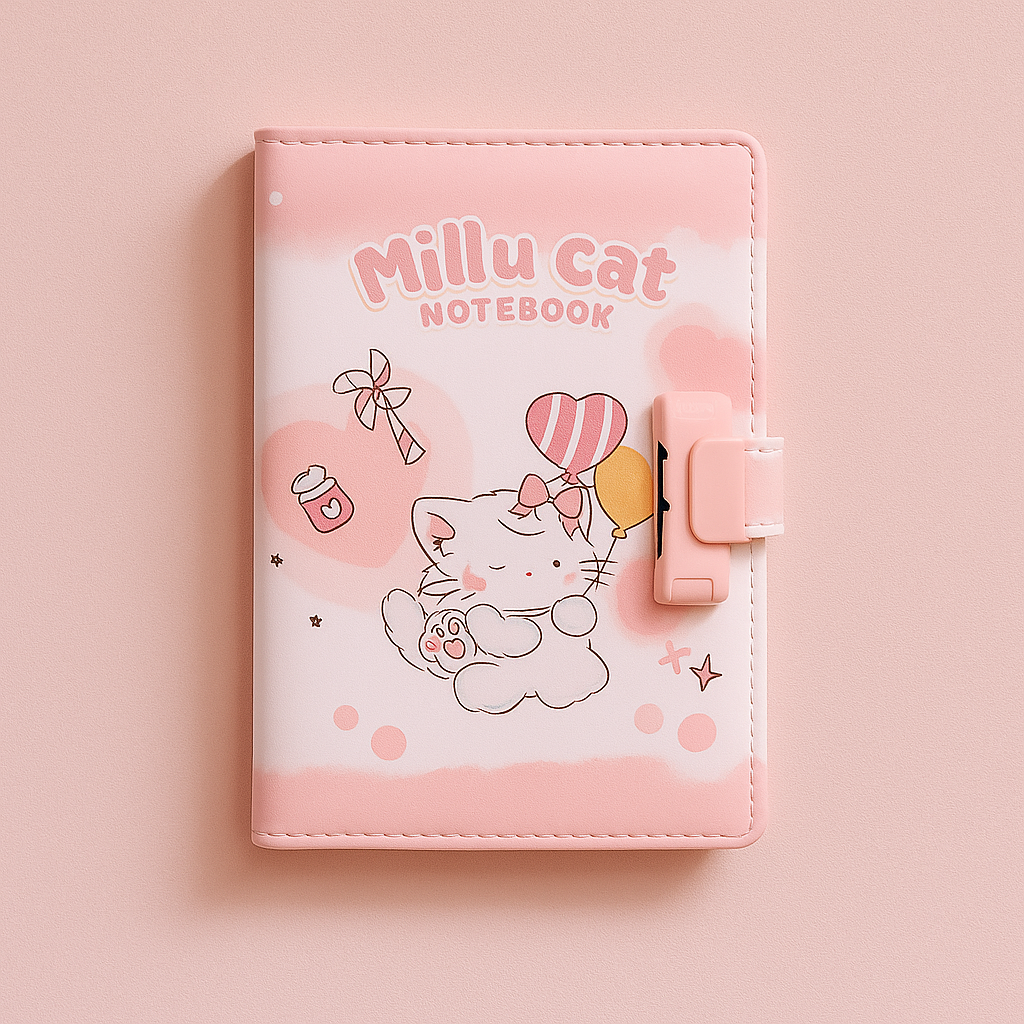 Milu Cat Notebook - Balloon Adventure