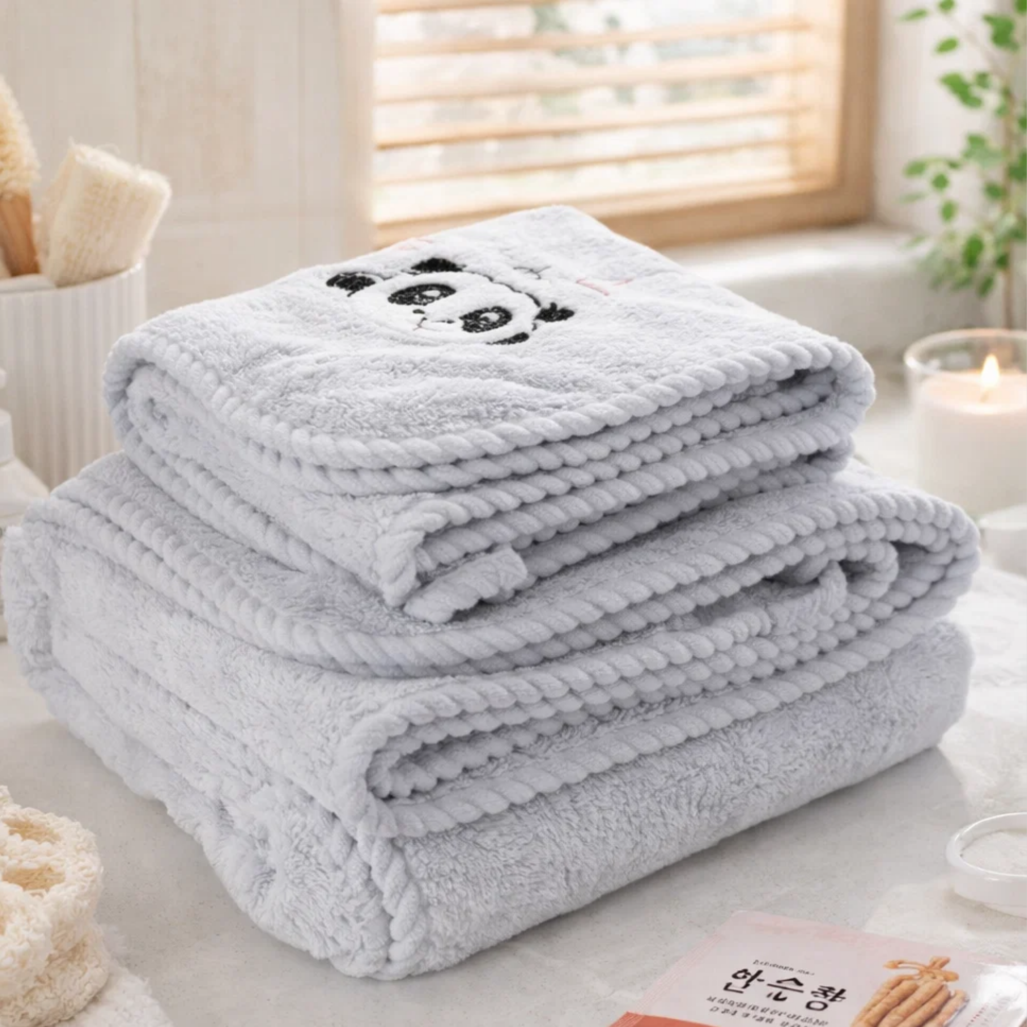 Panda Microfibre Towel Grey