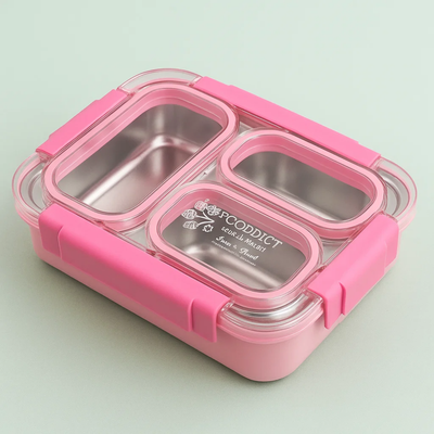 Korean Bento Box 3 Grid – Pink