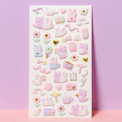 3D Fluffy Sticker Sheet - Unico