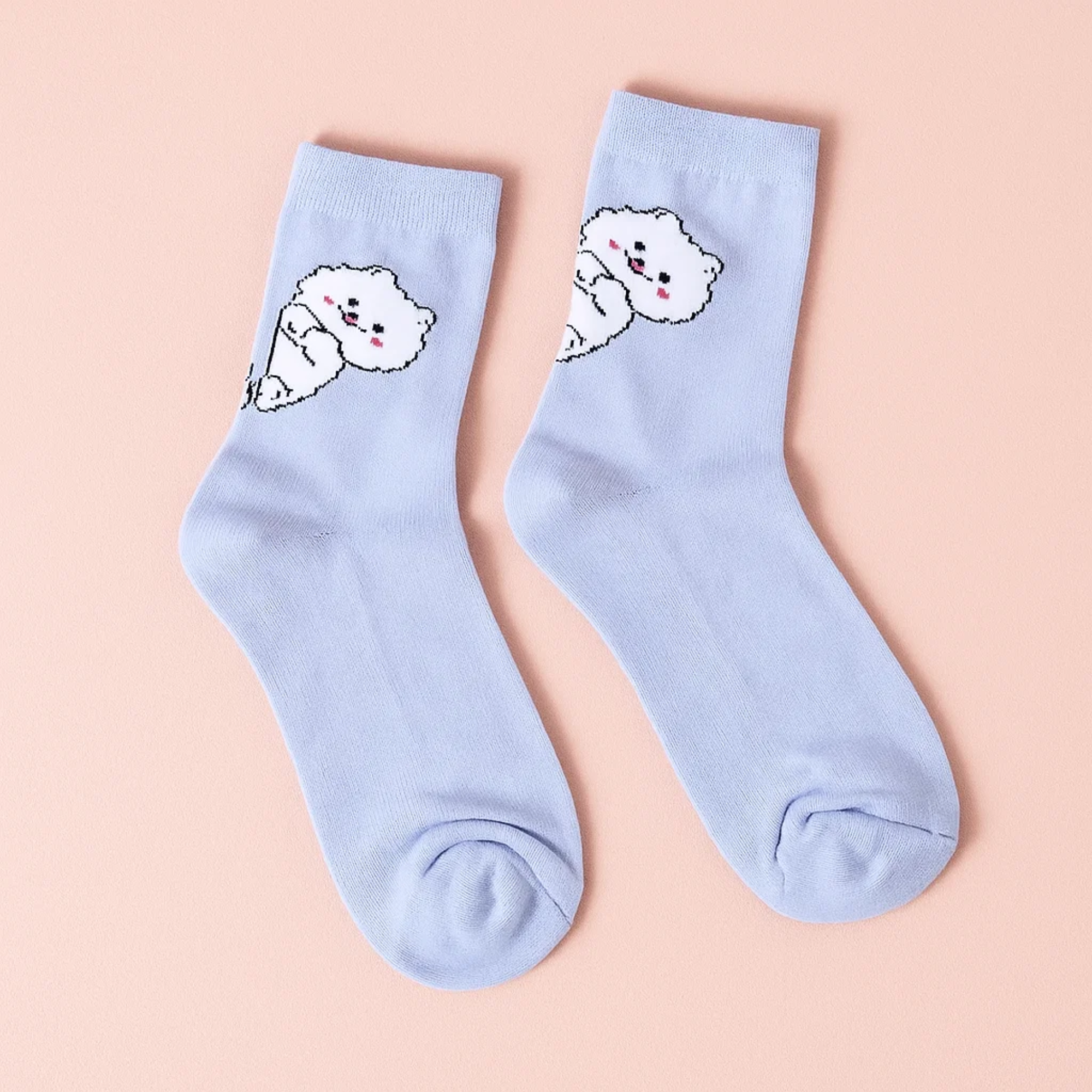 Fluffy Kitten Blue Socks