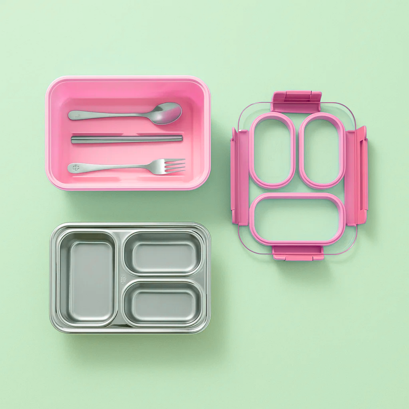 Korean Bento Box 3 Grid – Pink