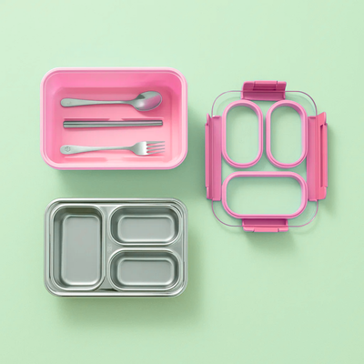 Korean Bento Box 3 Grid – Pink