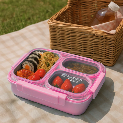Korean Bento Box 3 Grid – Pink