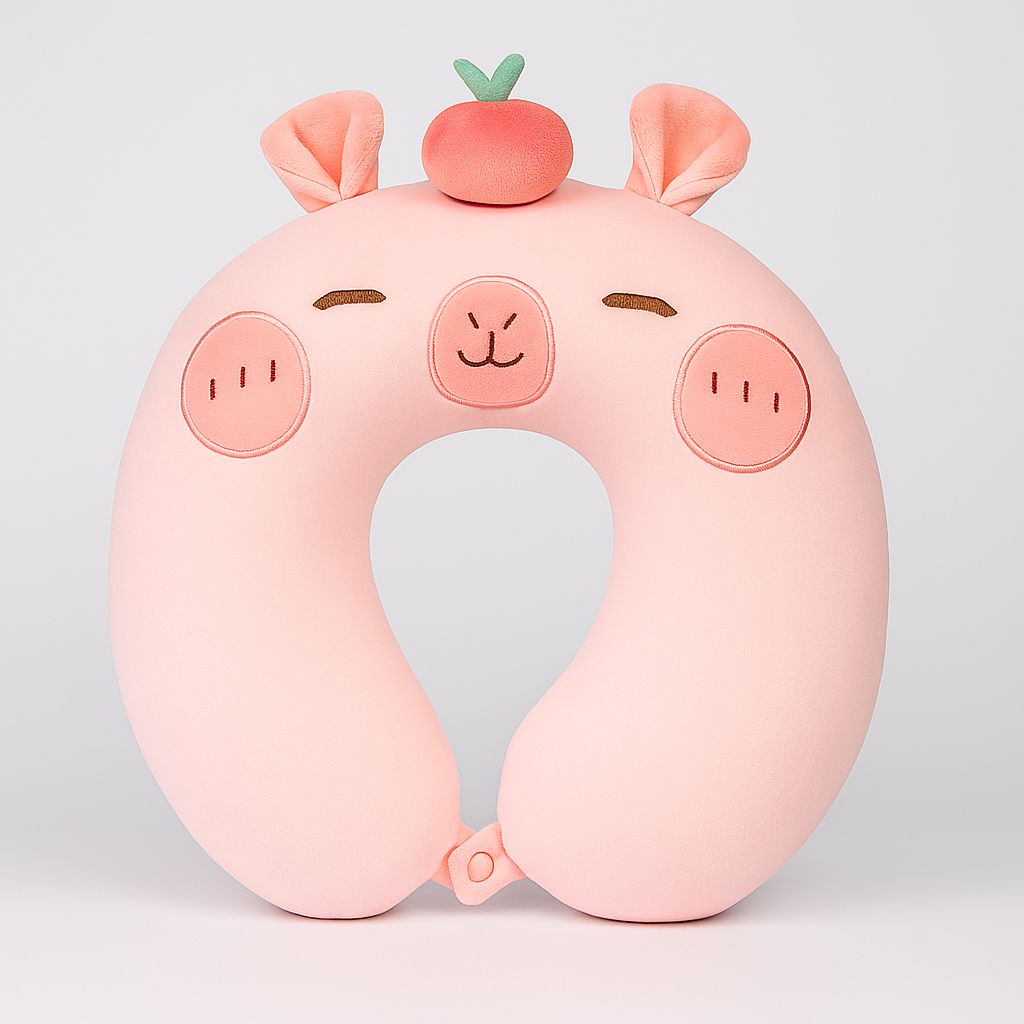 Pink Capybara Neck Pillow (Memory Foam)