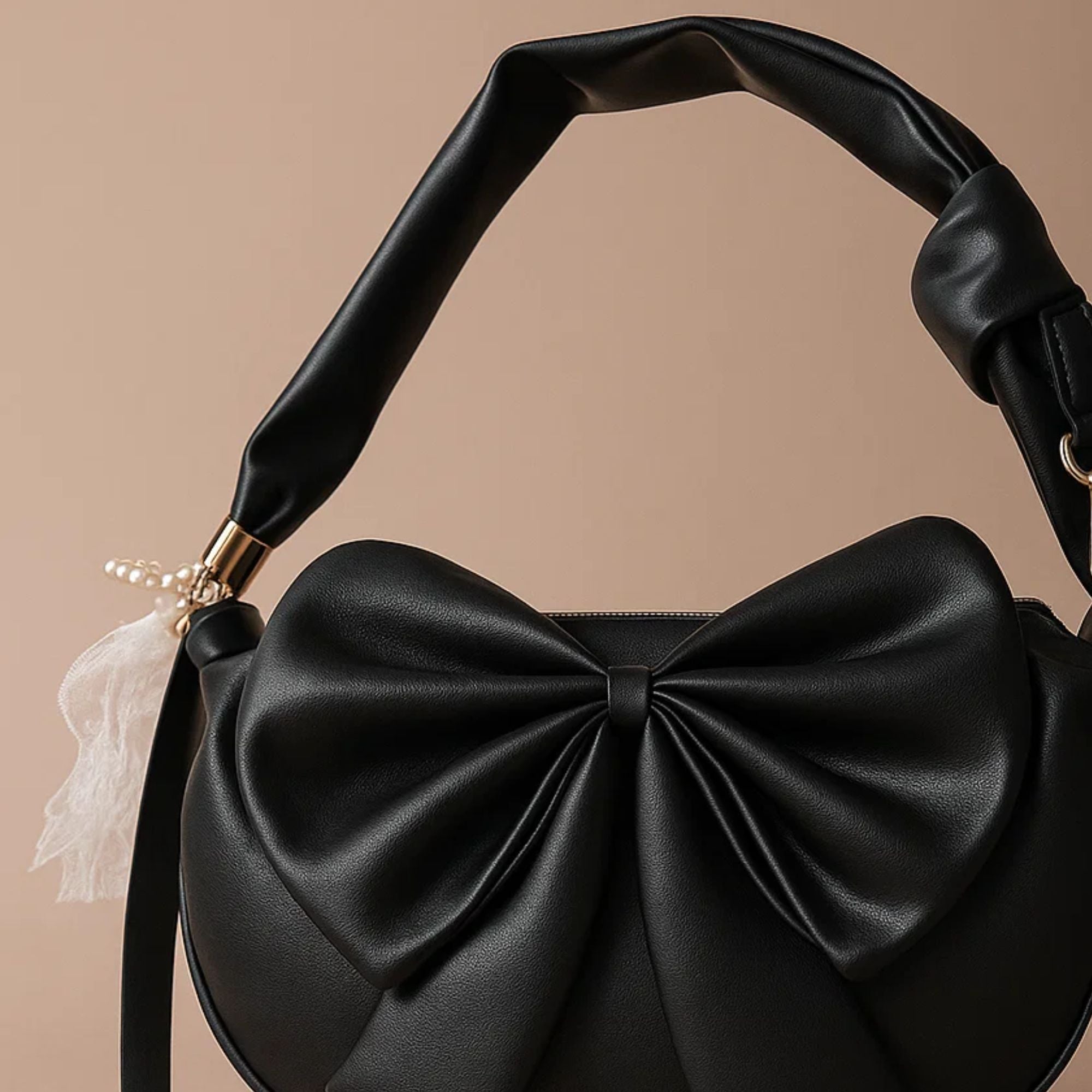 Round Bow Sling Bag - Black