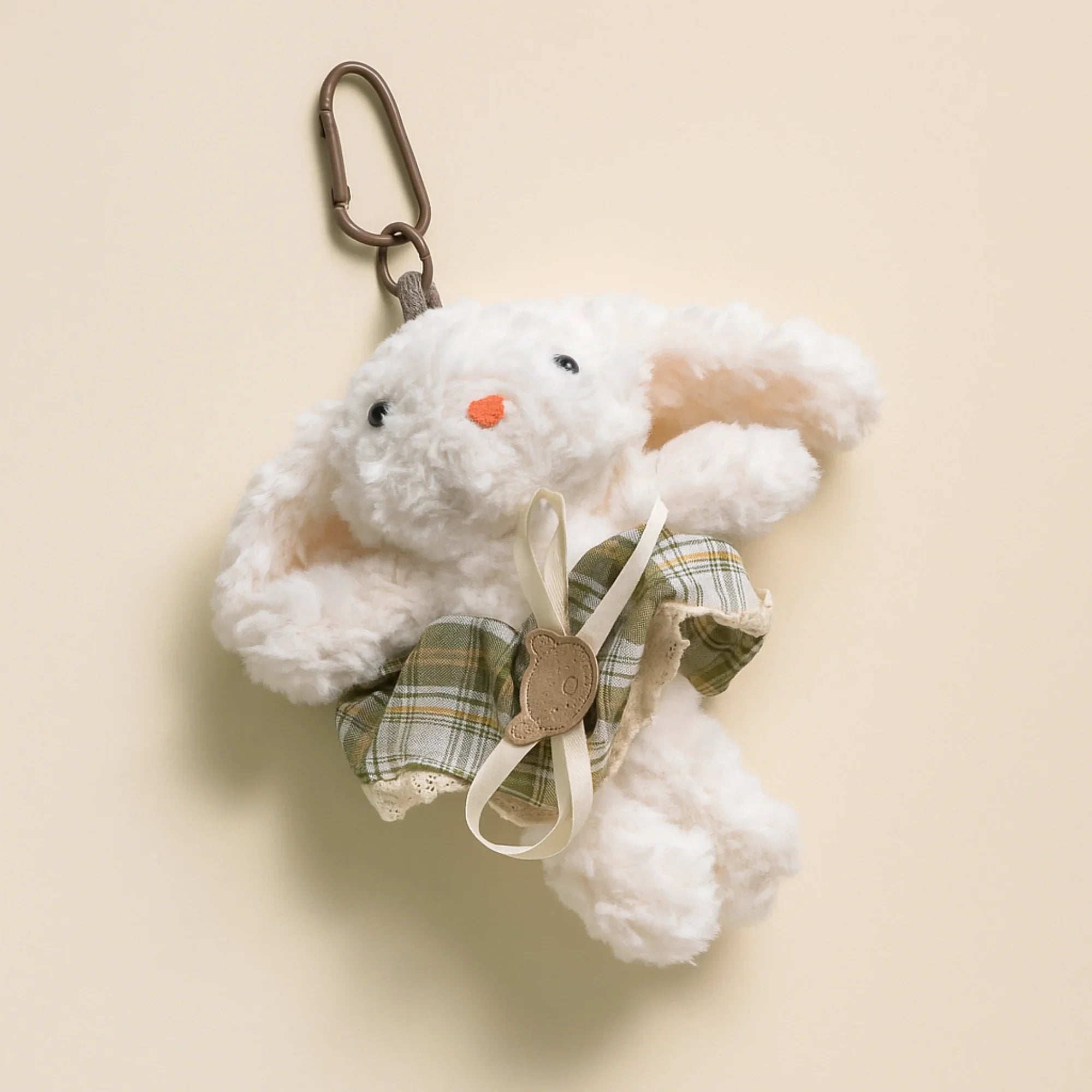Olive Green Dress Bunny plushie keyring