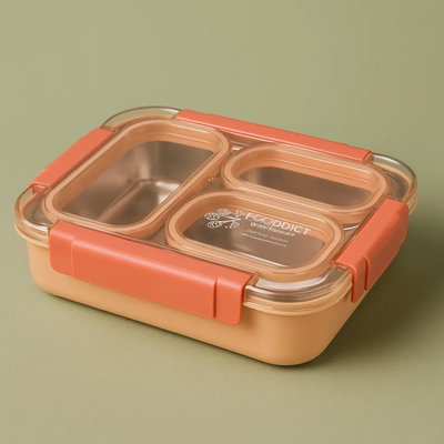 Korean Bento Box 3 Grid - Orange
