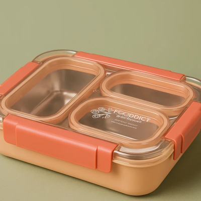 Korean Bento Box 3 Grid - Orange