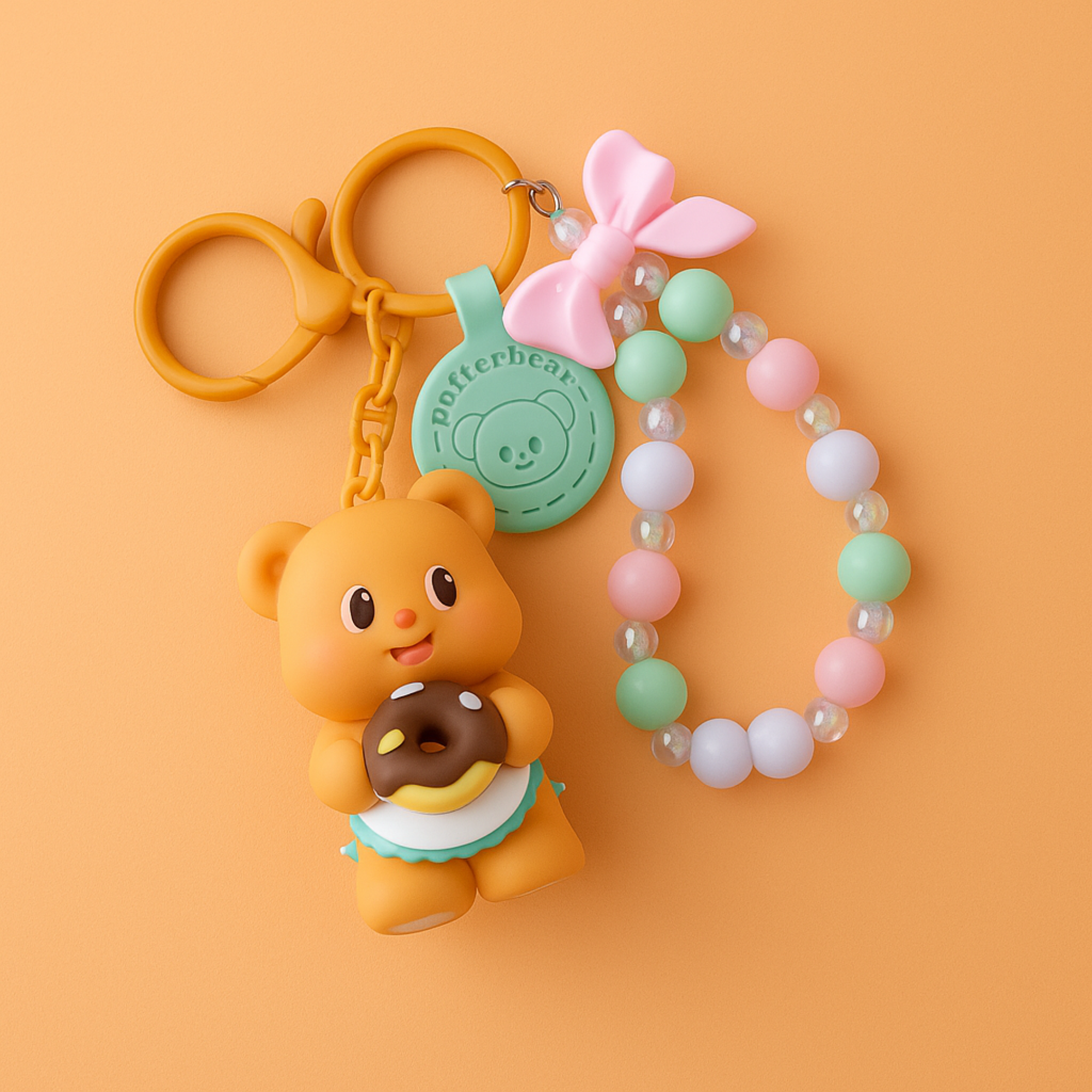 Butterbear with Donut Silicone Keyring