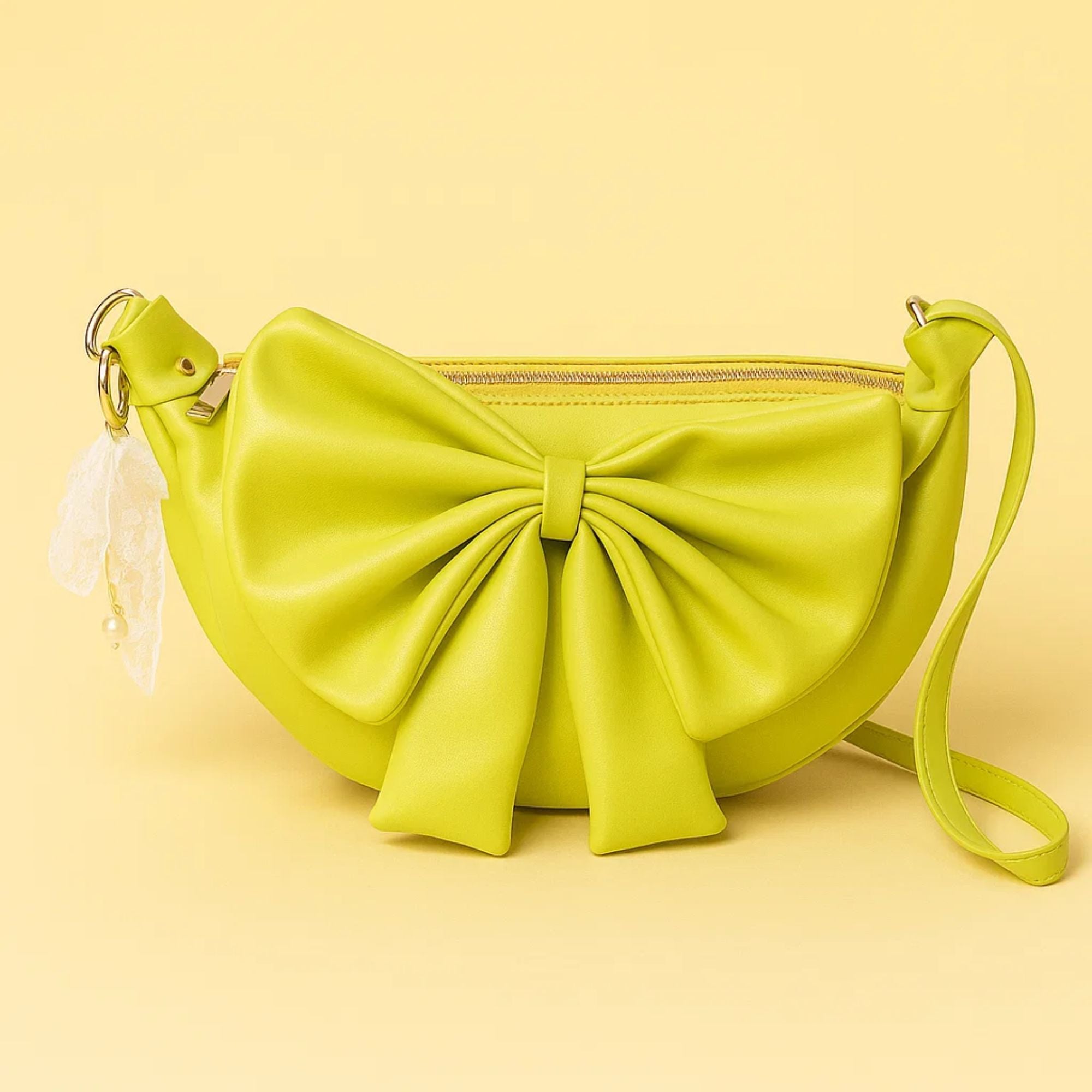 Round Bow Sling Bag - Lime Green