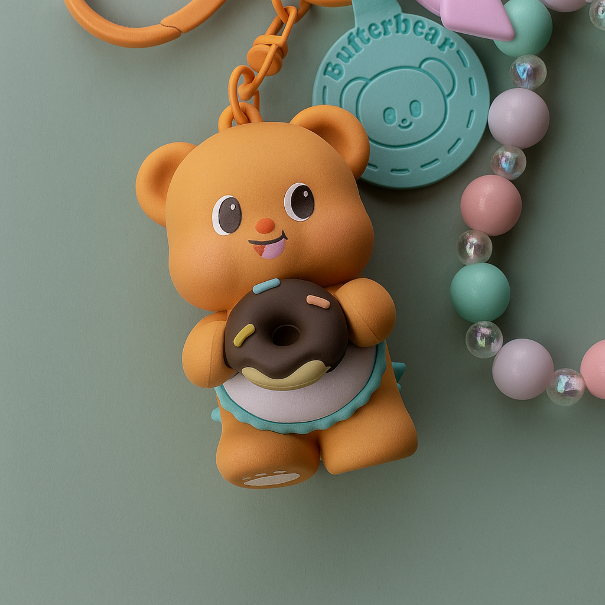Butterbear with Donut Silicone Keyring