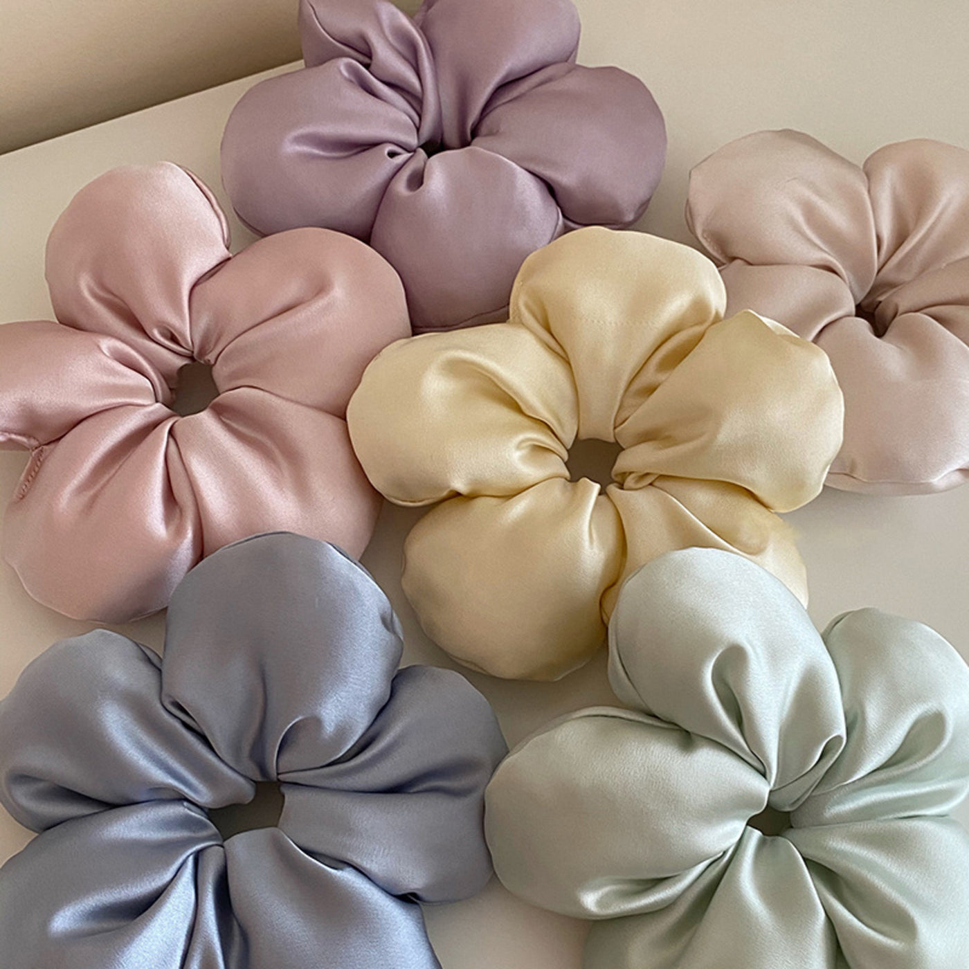 Purple Puffed Flower Scrunchie