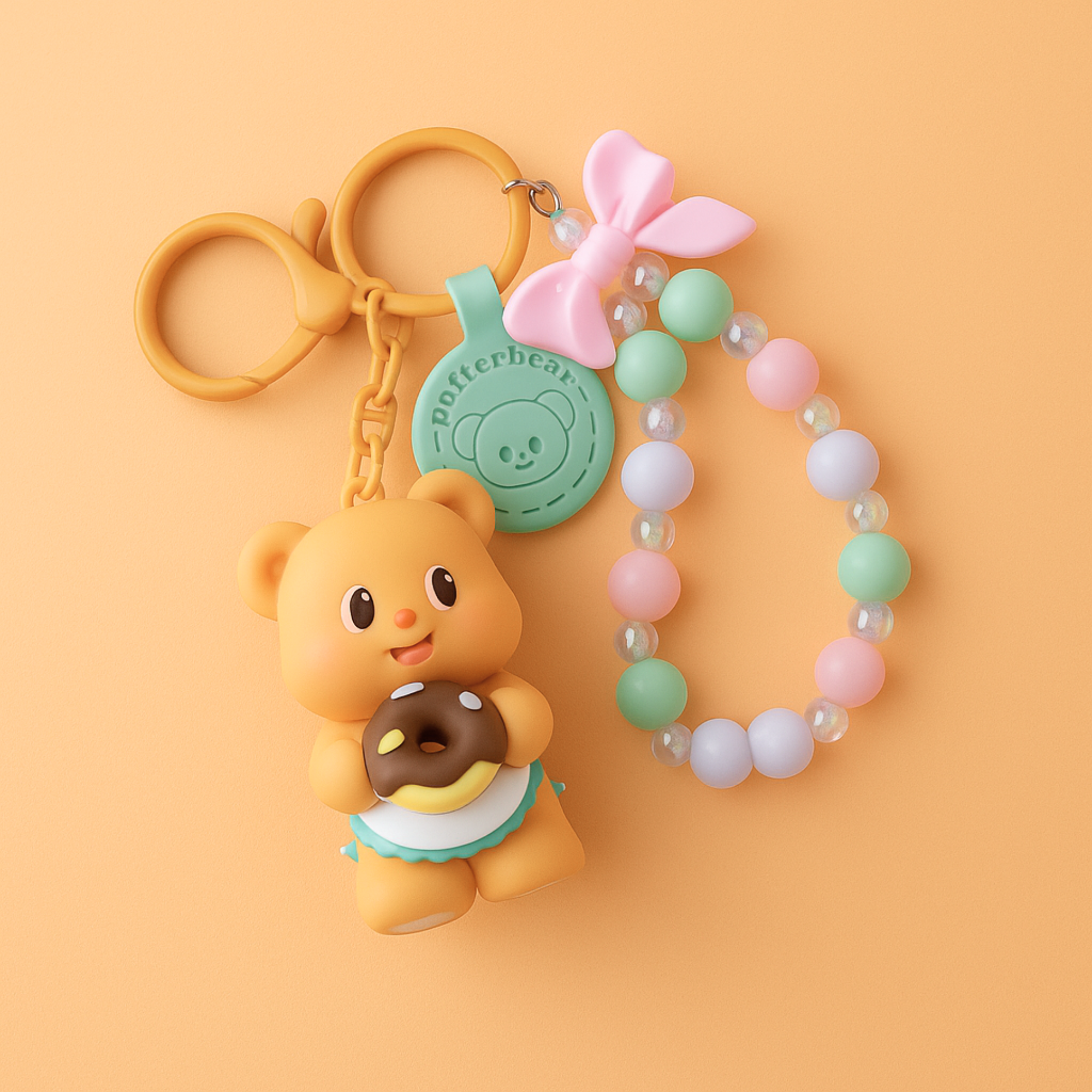 Butterbear with Donut Silicone Keyring