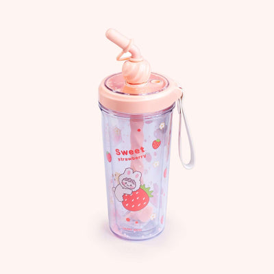 Cute Glitter Tumbler with Straw - 400ml