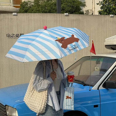 Blue White Striped Umbrella