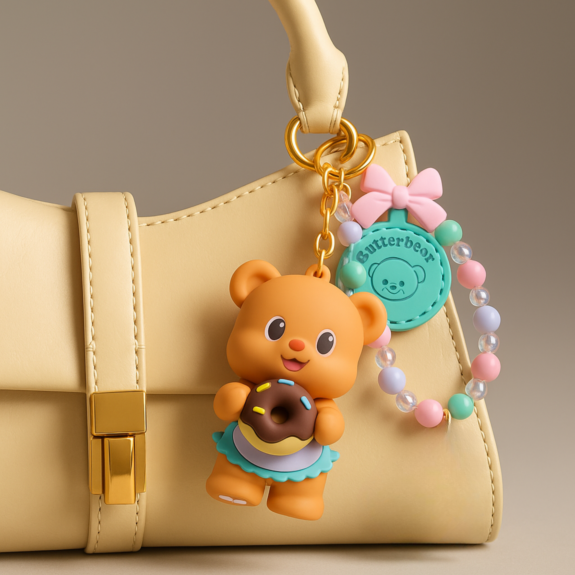 Butterbear with Donut Silicone Keyring