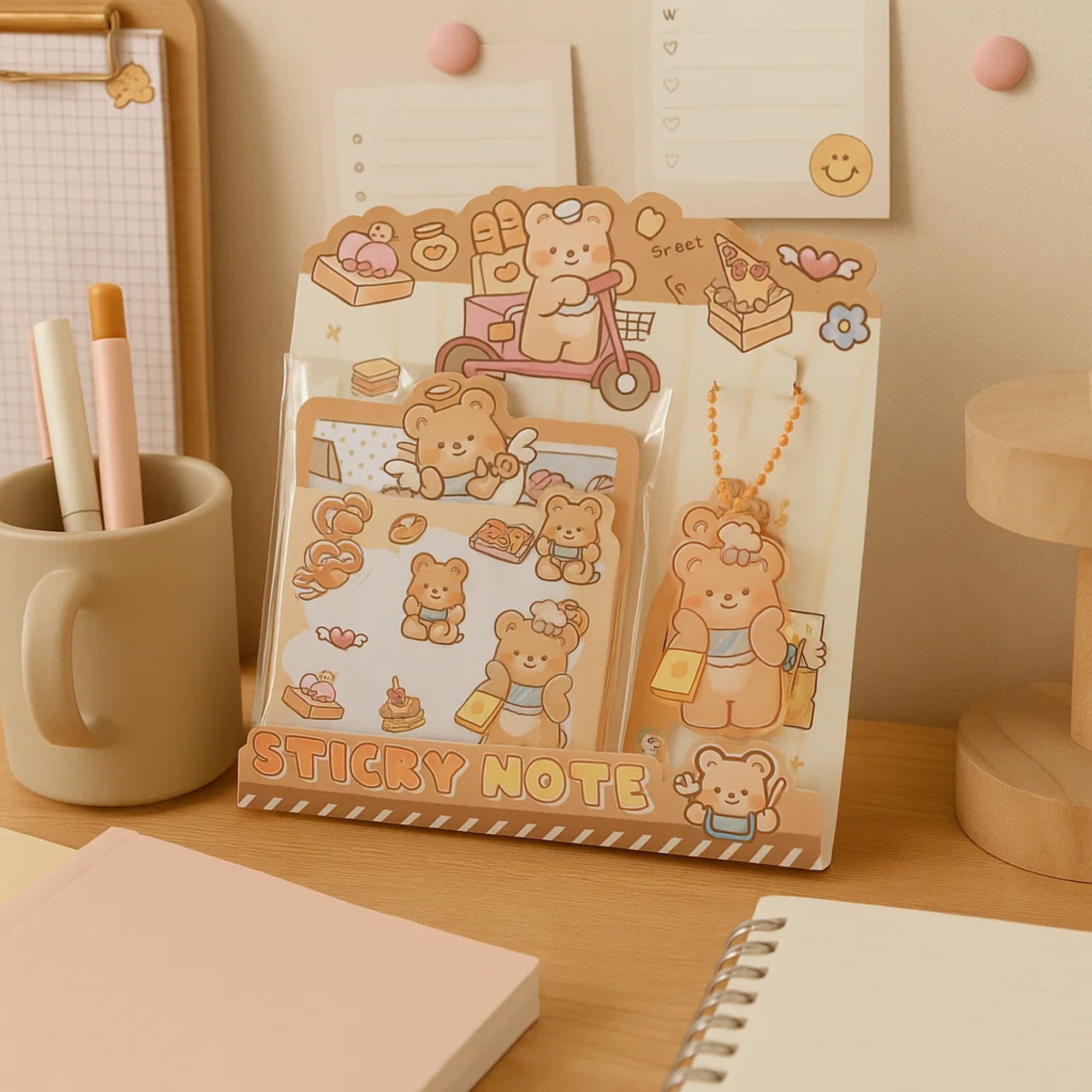Bear Pudding Sticky Notes - Brown