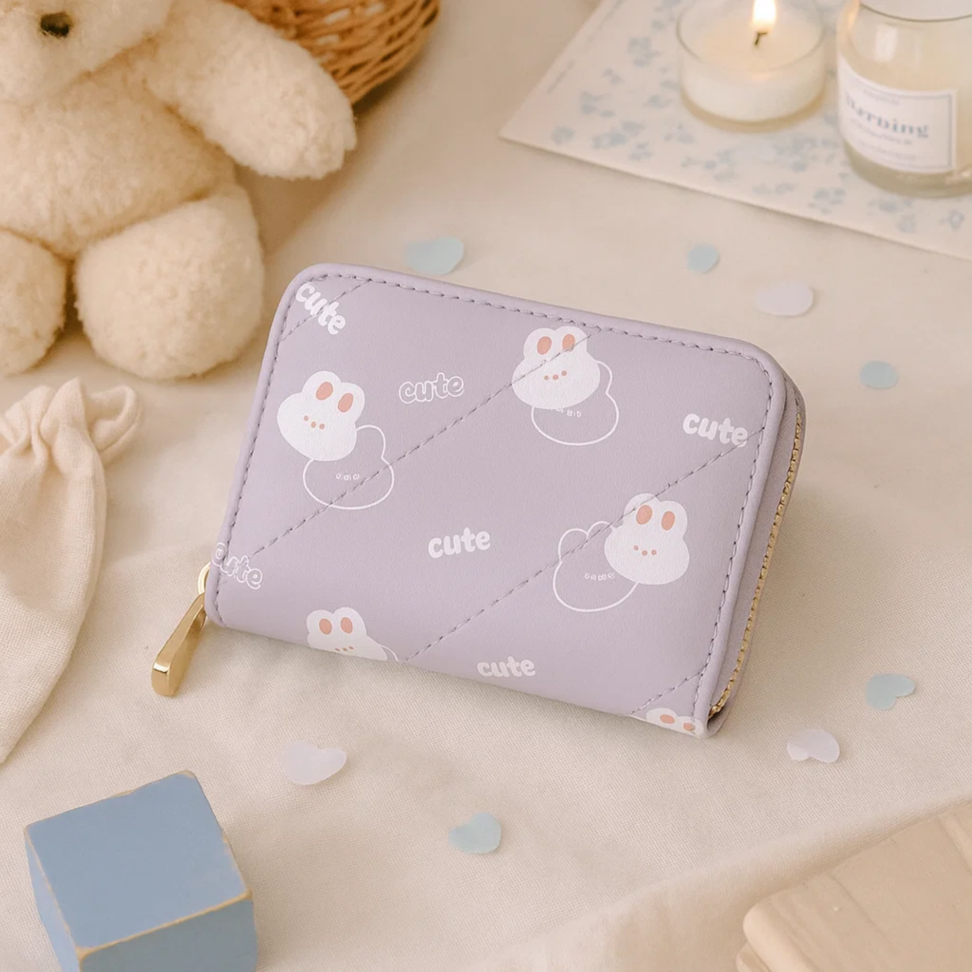 Cute Bunny Purple Card Holder